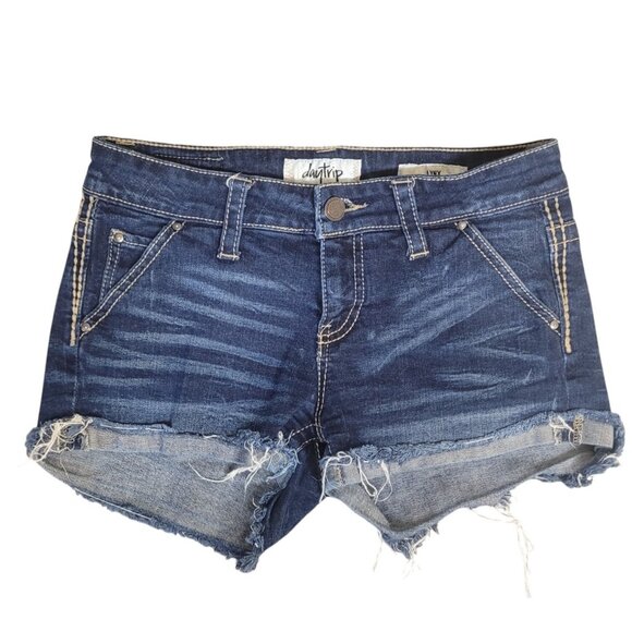 Buckle Daytrip Jean Shorts Lynx Women's 28 Dark Wash Denim Thick Stitch Mid Rise - Picture 1 of 12